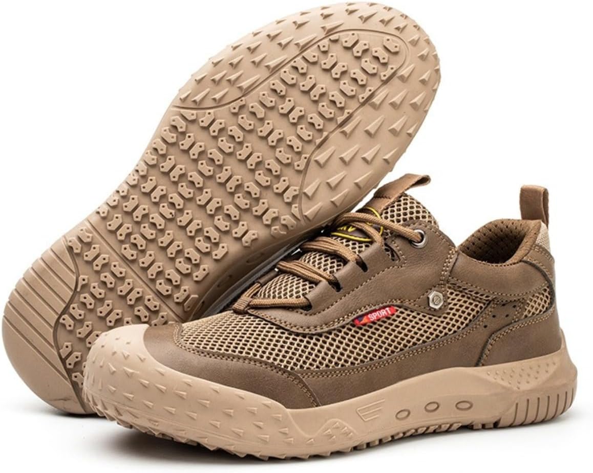 

Дышащие летние защитные туфли с стальным носком для мужчин и женщин, легкие, дышащие, проколоустойчивые, ударопрочные кроссовки для строительства Spedify, коричневый