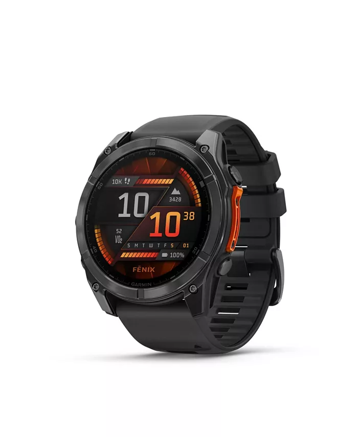 

Fenix 8 51mm, AMOLED, GPS-смартчасы для активного отдыха и фитнеса, стекло, стальной грифельно-серый/черный, черный ремешок, международная версия Garmin