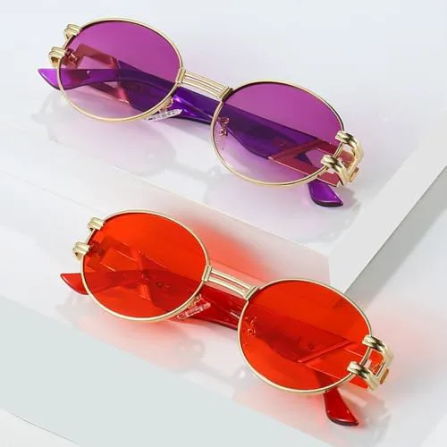 

Ретро-модные металлические овальные панк-солнцезащитные очки, модные цветные очки с защитой от УФ-излучения UV400, круглые солнцезащитные очки MTZJH, Gradient Pink