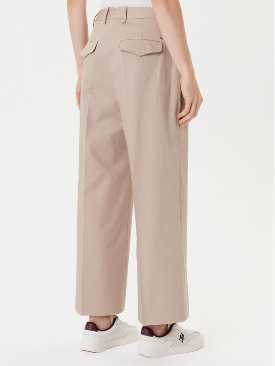 Брюки из ткани wide leg WW0WW45791 Tommy Hilfiger, бежевый — фото 3