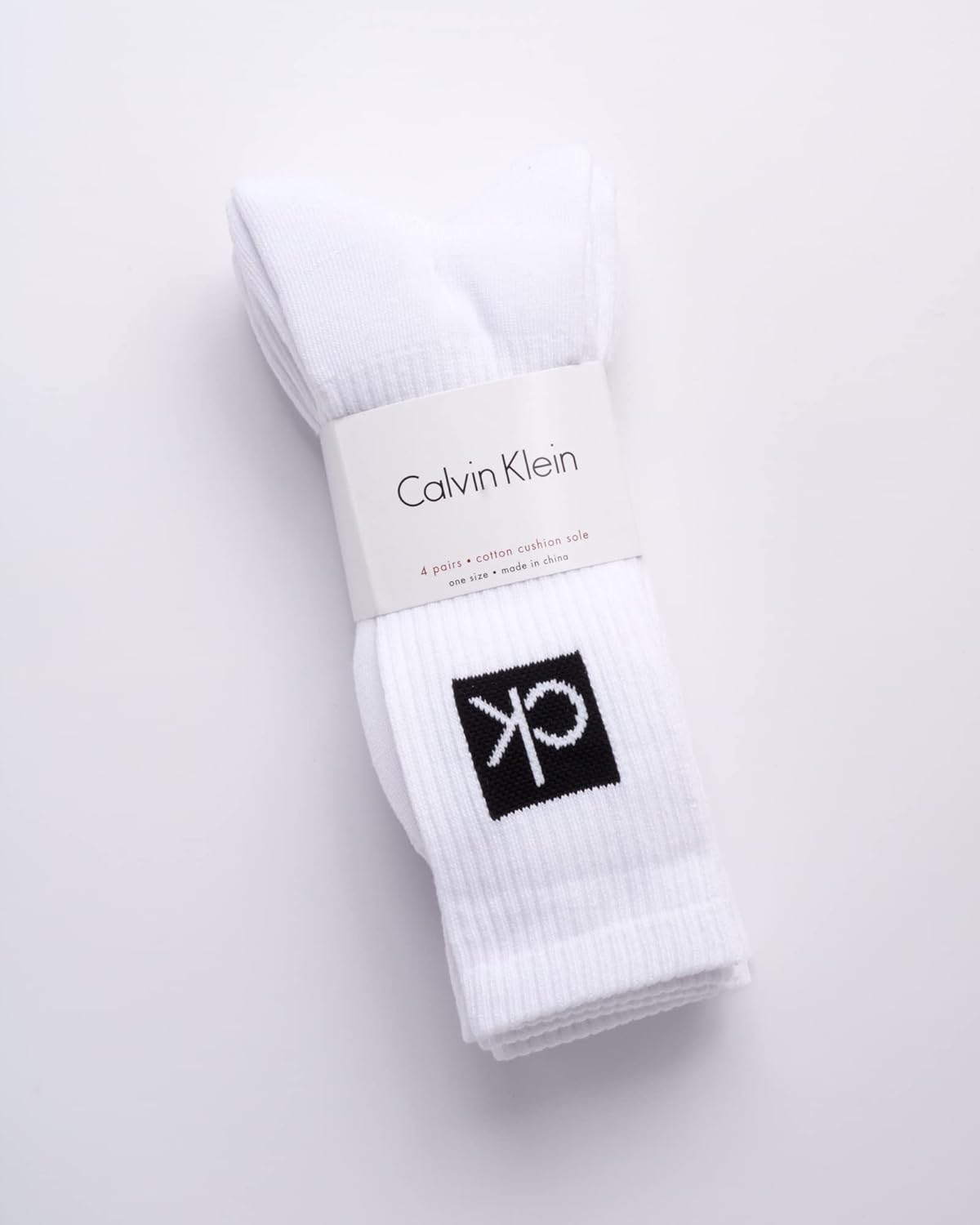 Мужские носки Calvin Klein Crew - 4 пары спортивных носков из хлопковой смеси Cushion Comfort до середины голени для мужчин (размеры 7-12), White — фото 2