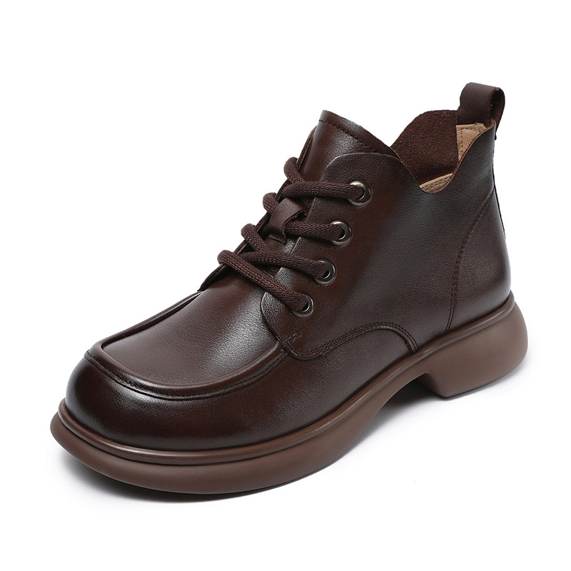 Devanro Женские полусапожки на каблуке 3,5 см тёмно-коричневые, цвет Dark Brown