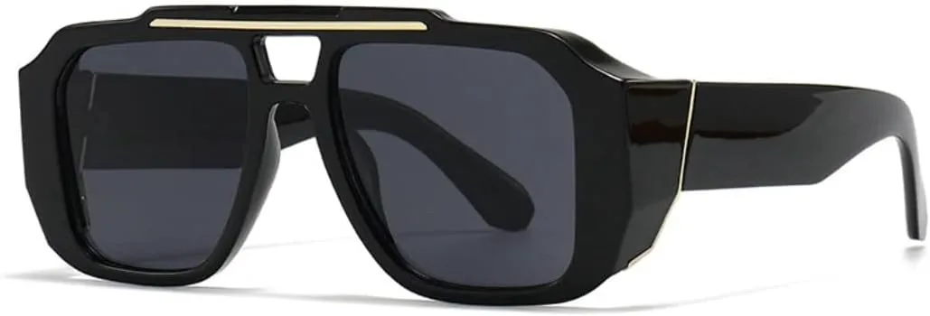 

Винтажные солнцезащитные очки с двойной перемычкой, квадратной формы, женские, модные градиентные, защита от УФ-излучения UV400, мужские TVTBBVV, Black Grey