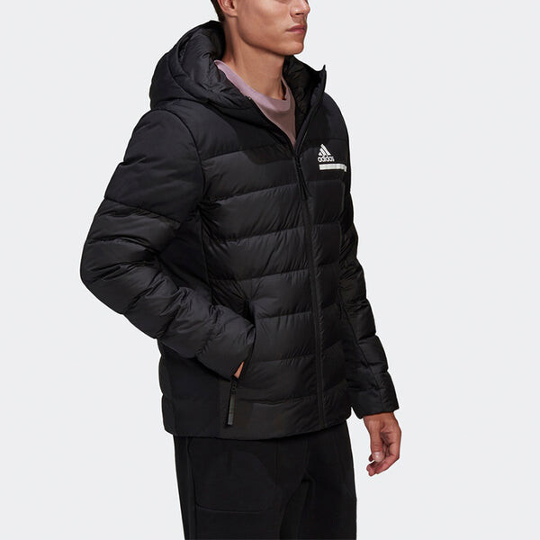 Пуховик adidas Outdoor Sports Slim Fit hooded down Jacket Black, черный — фото 4