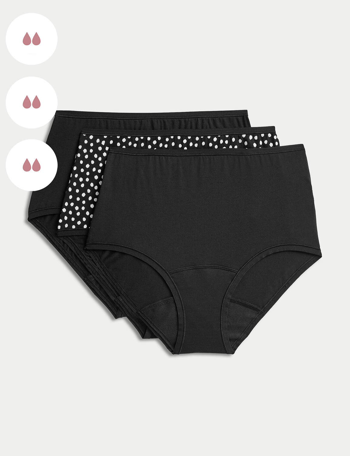 

3 шт. Полные трусы средней впитываемости Marks & Spencer, черный микс