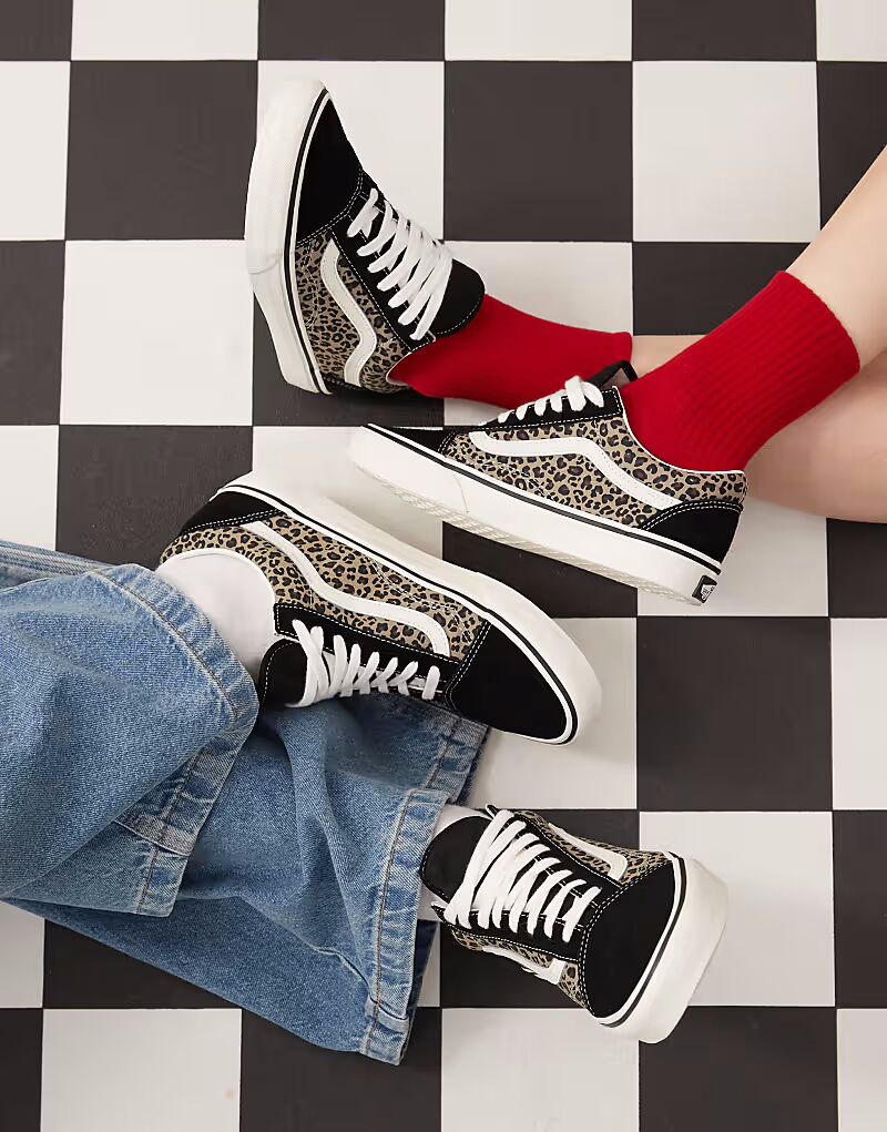 Кроссовки Vans Old Skool с черным леопардовым принтом
