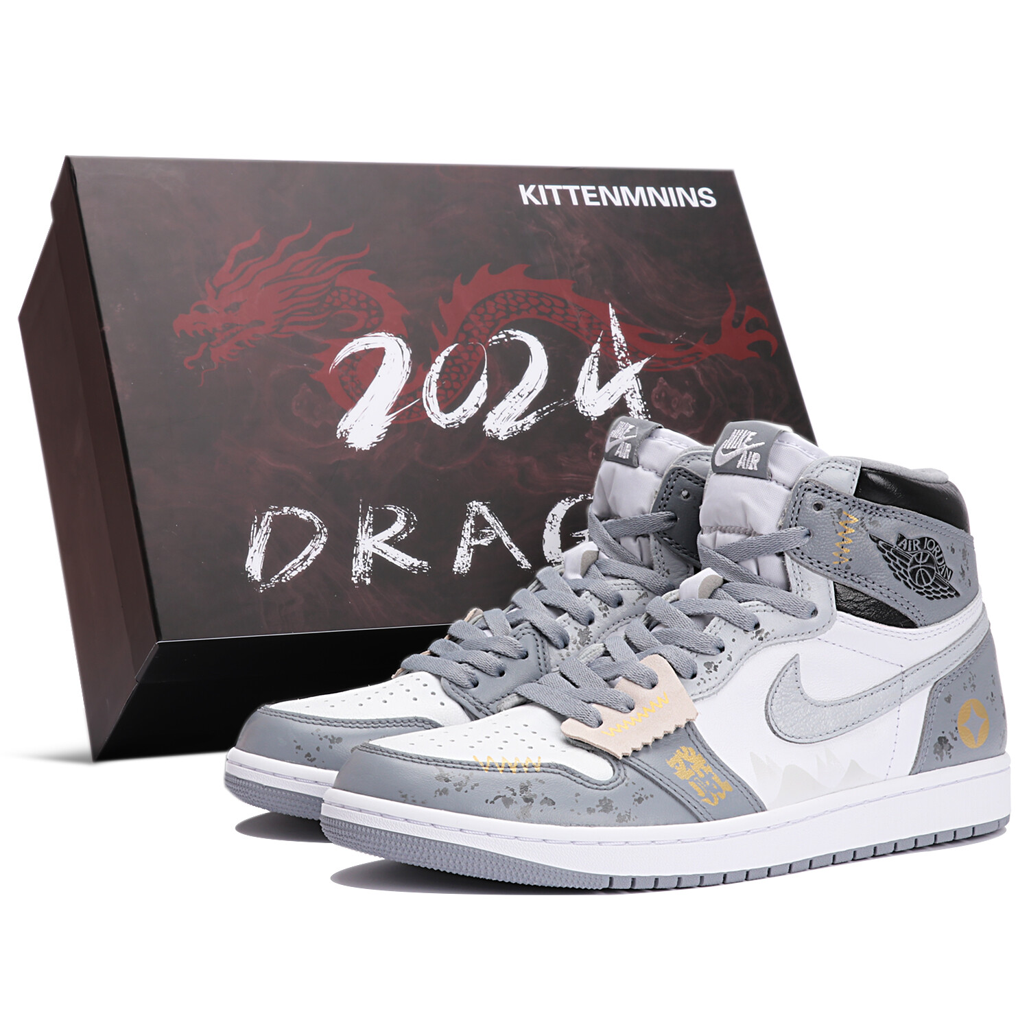 

Баскетбольные кроссовки Air 1 Vintage, унисекс, высокие, серый/белый Jordan