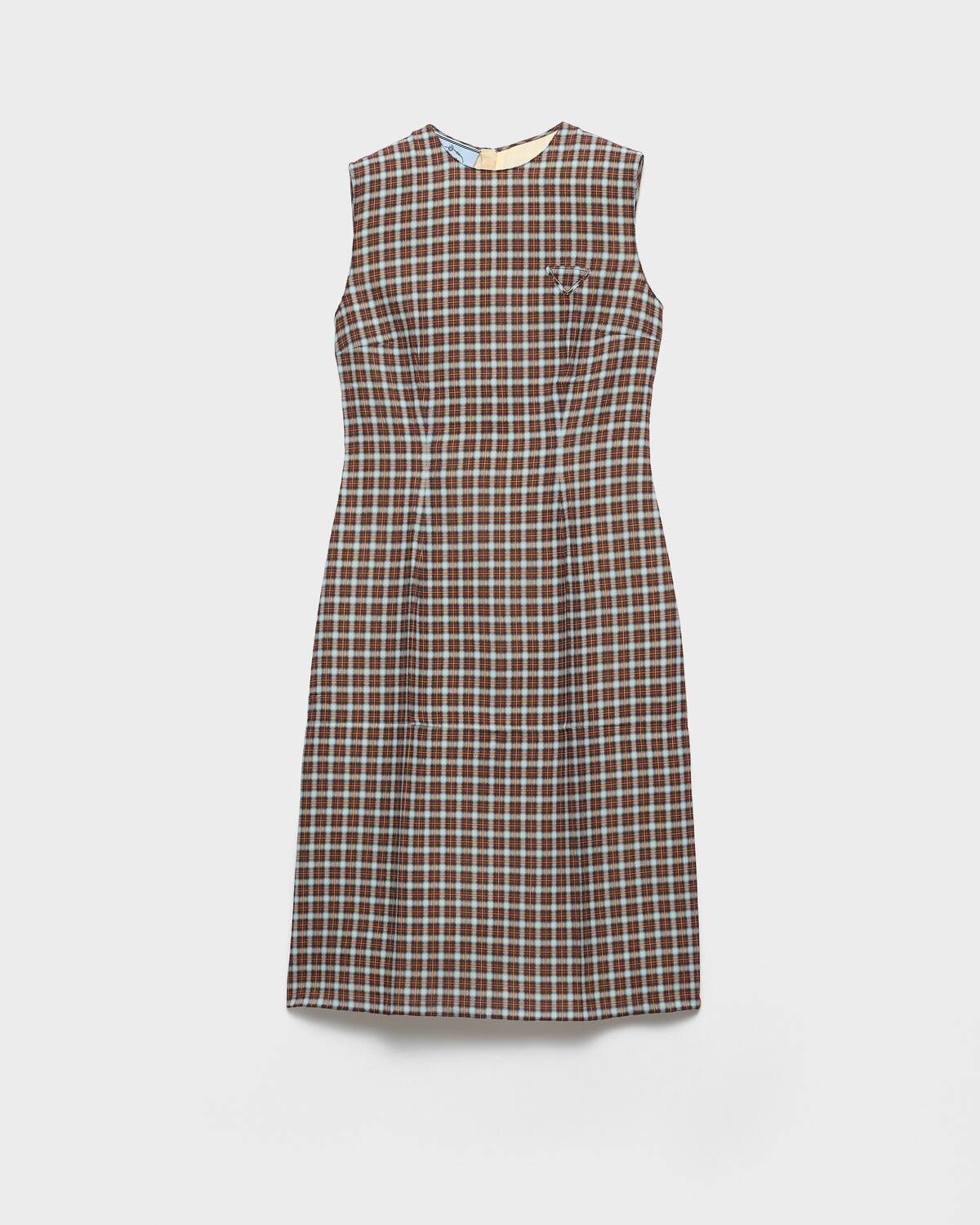 

Платье из жатого шифона в клетку Prada, коричневый