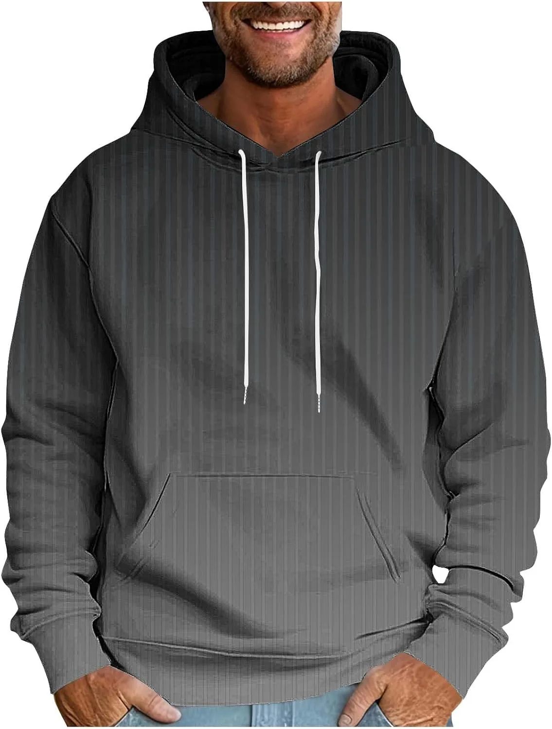 

Толстовка с капюшоном для мужчин, градиентная клетка, на флисе, с карманом