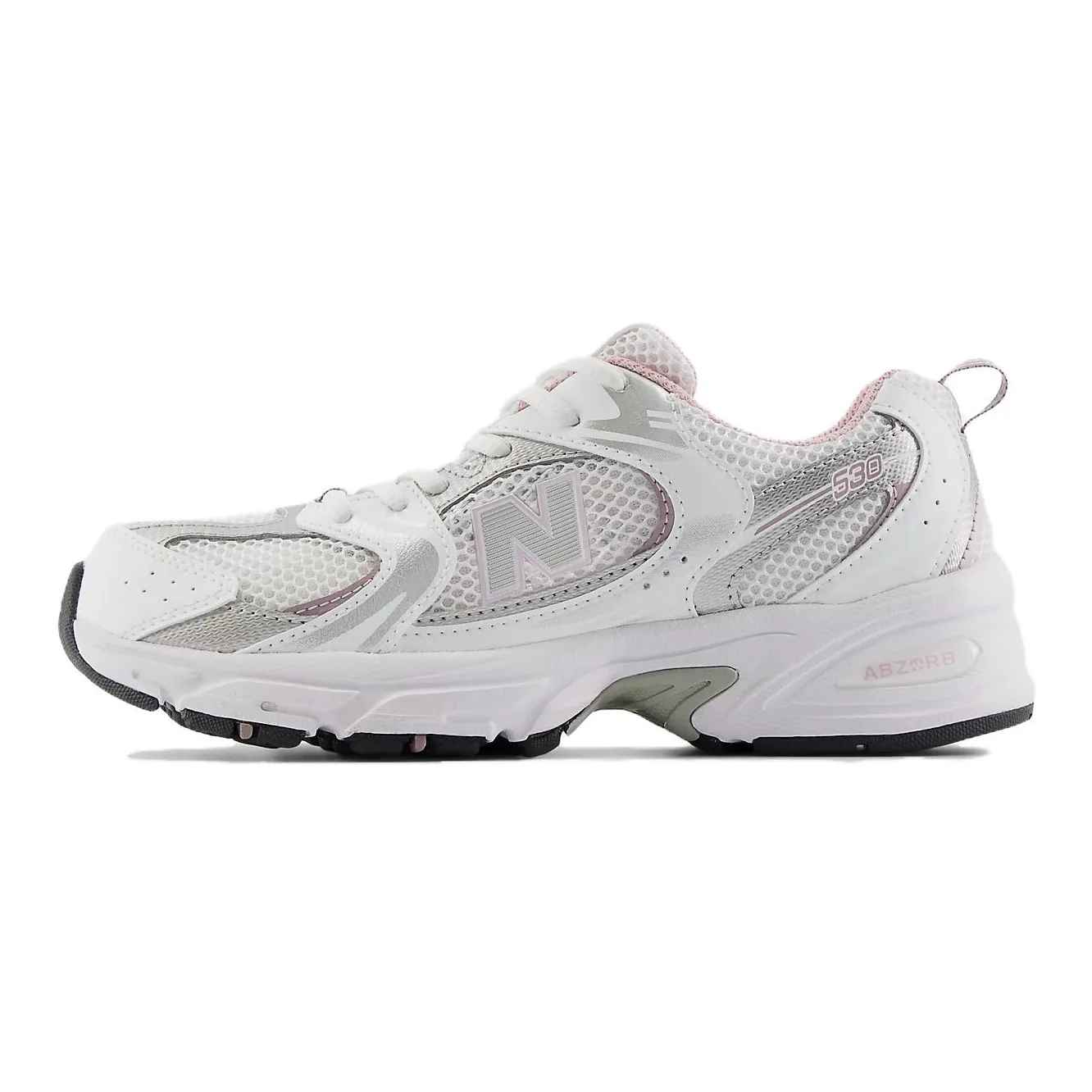 New Balance Детские кроссовки для бега NB 530 с низким верхом, устойчивые к истиранию, бело-розовые, унисекс