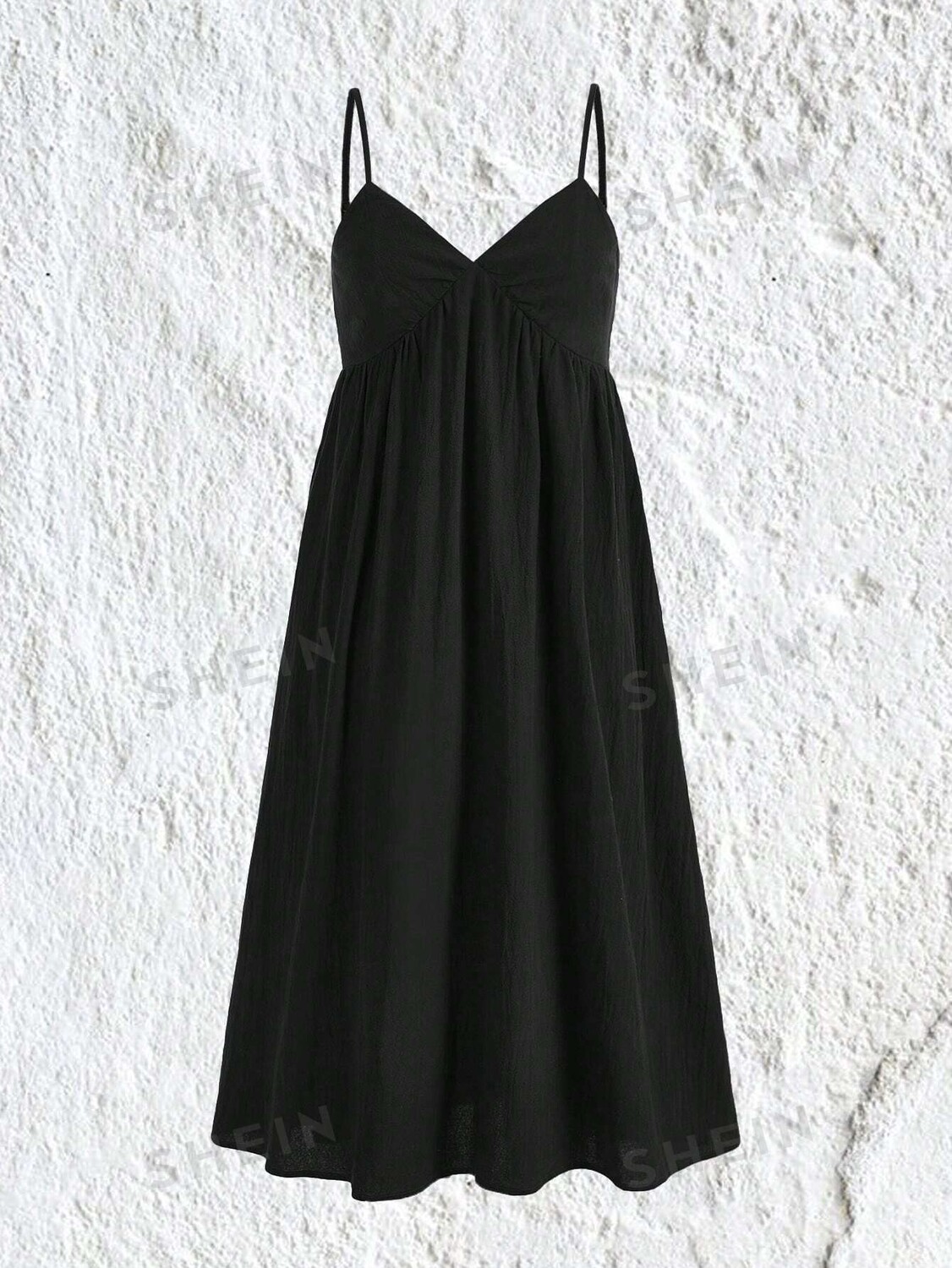 

EZwear Женское Однотонное платье больших размеров на тонких бретельках больших размеров Shein, черный