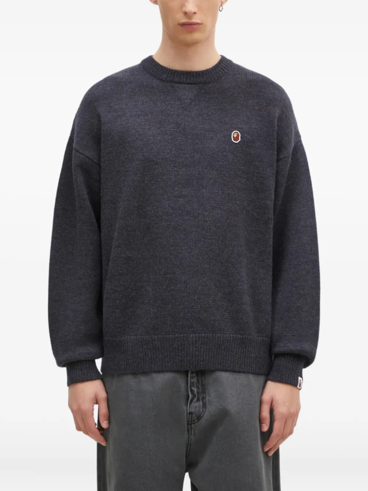 

Джемпер с круглым вырезом и аппликацией логотипа BATHING APE One Point A Bathing Ape, серый