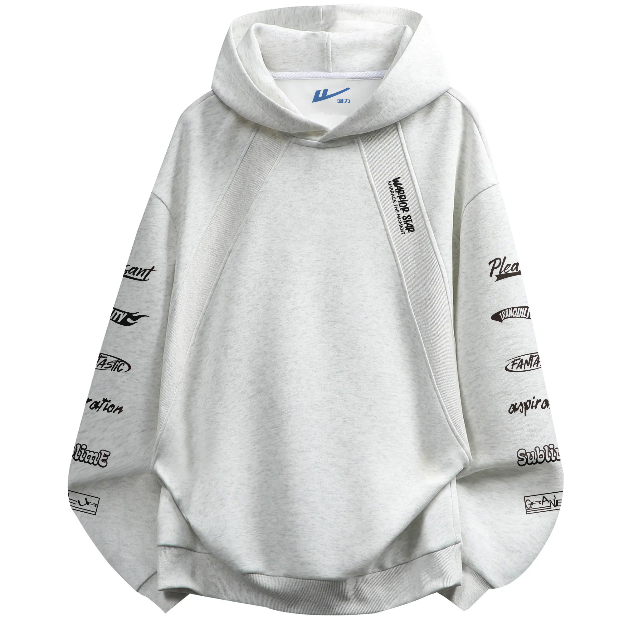

Толстовка Unisex Hooded Moderate Heavyweight WARRIOR, светло-серый