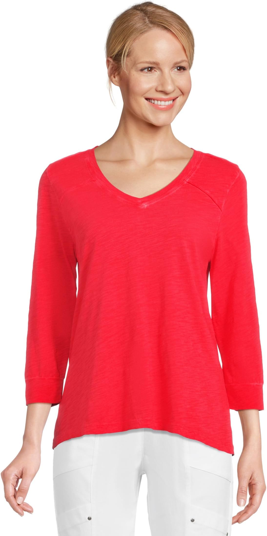 

Футболка Elliott Lauren Enzyme Wash Jersey - V neck -3/4 Sleeve Tee, цвет Poppy