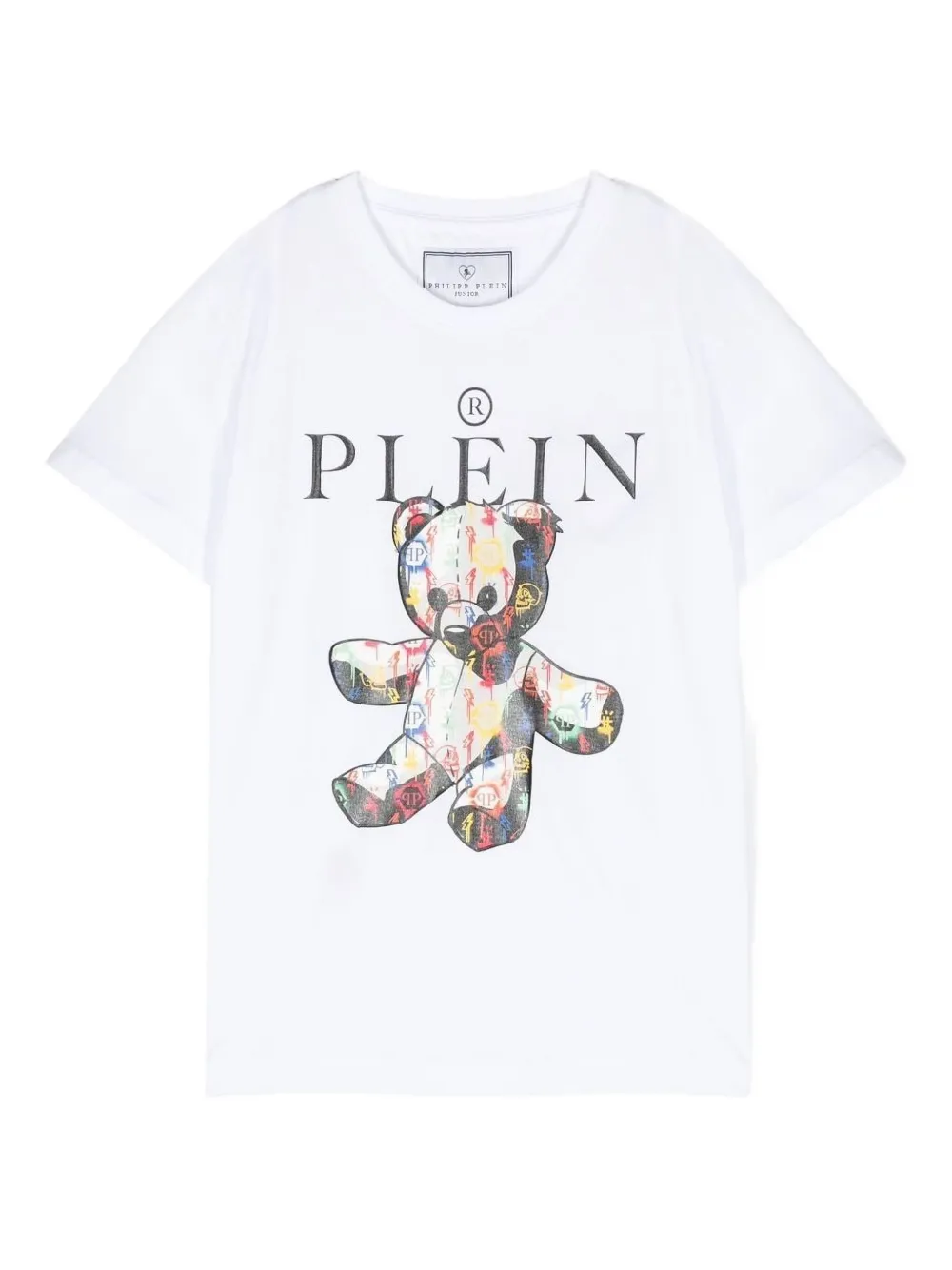 

Хлопковая футболка с принтом медведя Philipp Plein Junior, белый