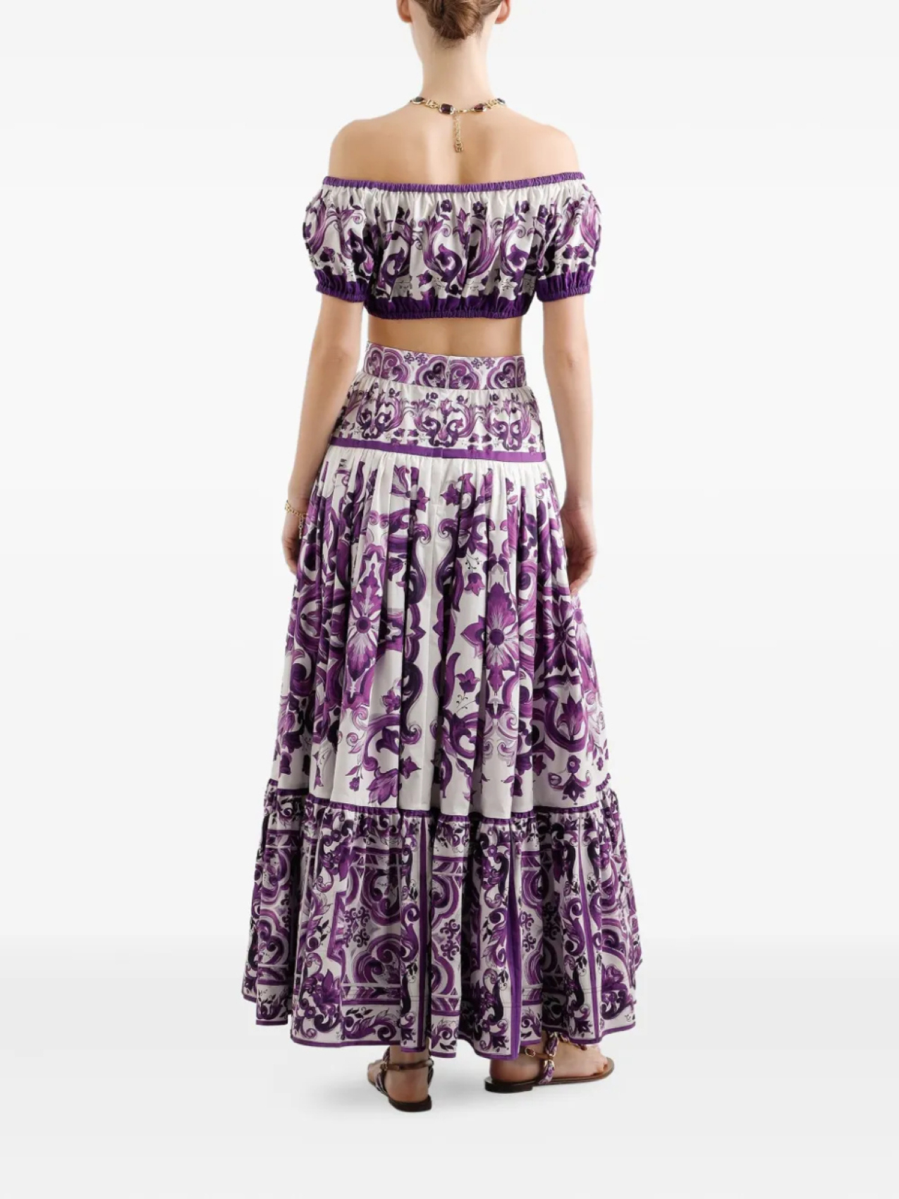 Dolce & Gabbana юбка макси с принтом Majolica, фиолетовый — фото 3