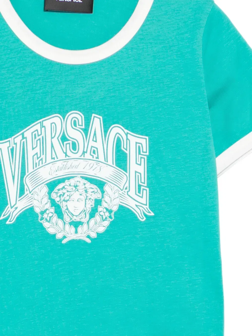 Футболка с логотипом и контрастной отделкой Versace Kids, зеленый — фото 3