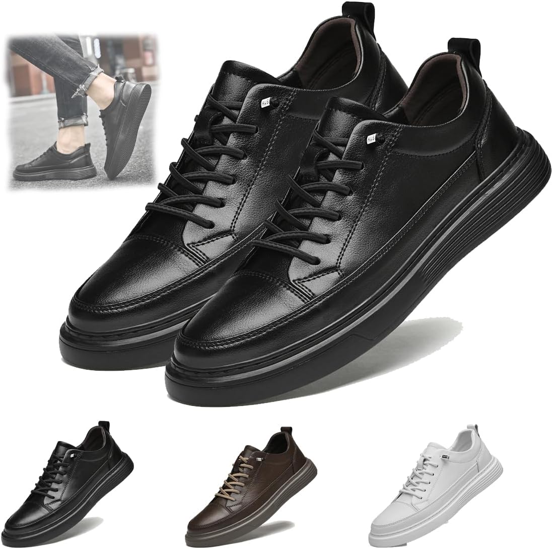 

Замшевые кроссовки для мужчин, повседневные кроссовки из кожи, мягкие для ходьбы, противоскользящие, дышащие, для вождения, легкие кеды, комфортные кожаные скелетные кроссовки Generic, черный