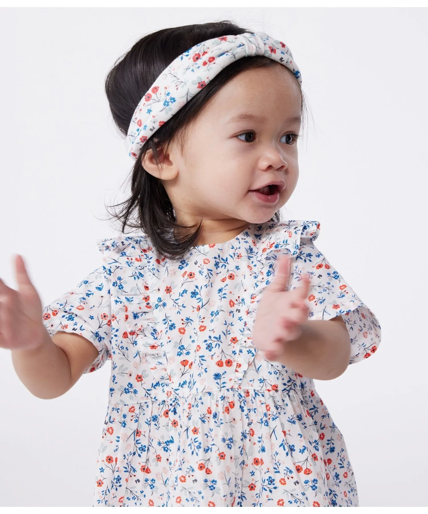 Платье с короткими рукавами PETIT BATEAU, Off-white/multicolor — фото 3