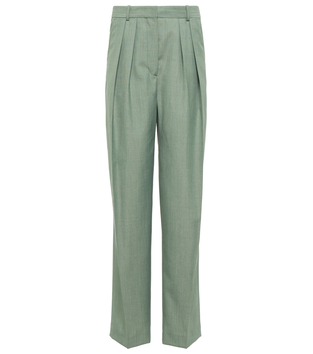 

Широкие брюки с высокой талией и складками Victoria Beckham, Green Melange
