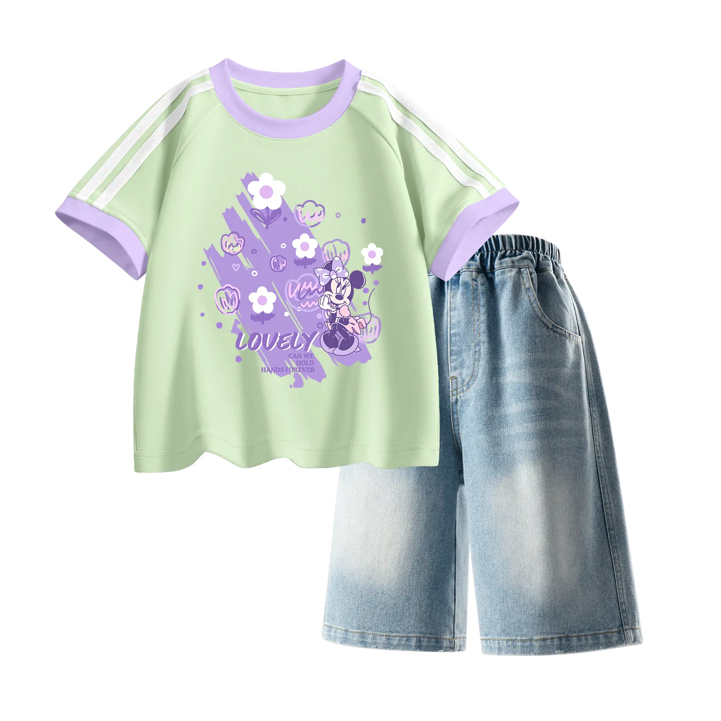 Детский спортивный костюм Casual Sportswear 2 Piece Set Disney, Dairy Bubble Green+Solid Color Denim Blue