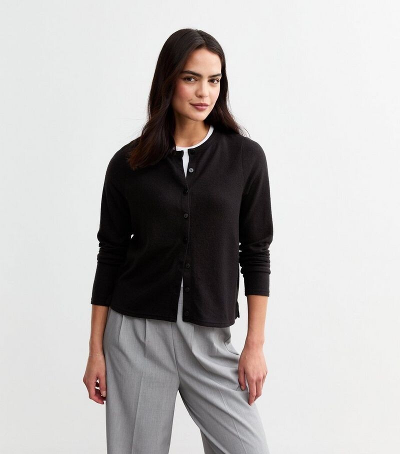 

Черный кардиган с круглым вырезом Soft Touch New Look, черный