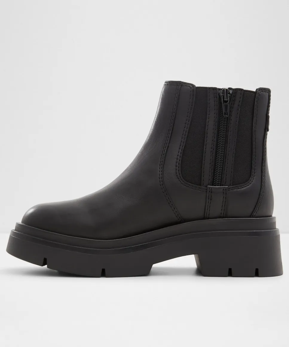 Женские кожаные ботильоны с округлым носком Aldo, черный — фото 3
