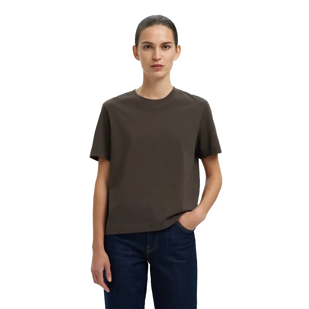 

Футболка с коротким рукавом Selected Essential Boxy, коричневый