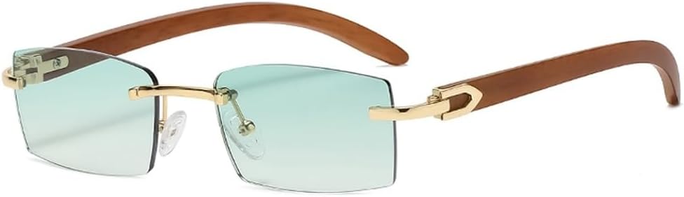 

модные женские солнцезащитные очки без оправы сине-зеленые с защитой от УФ-излучения UV400 квадратные солнцезащитные очки для мужчин без оправы с цветными линзами UV400 WNCKSQ, Green Lens