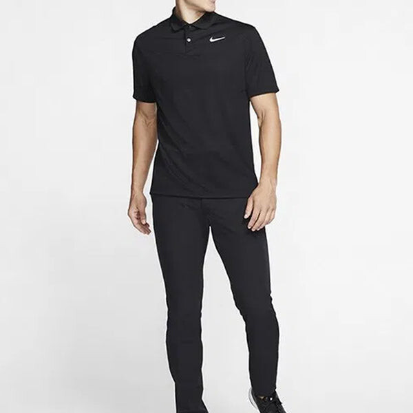 Футболка logo quick dry breathable sports short sleeve polo shirt black Nike, черный — фото 3