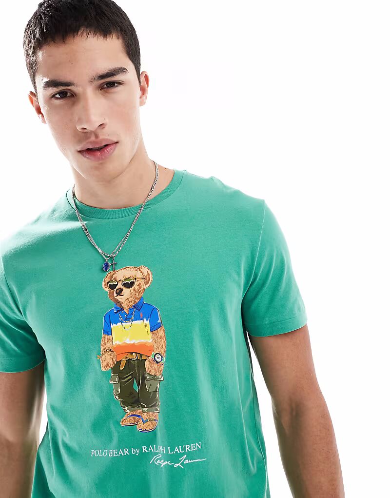 

Пляжная футболка Polo Ralph Lauren с принтом медведя, индивидуальный покрой, средне-зеленый цвет