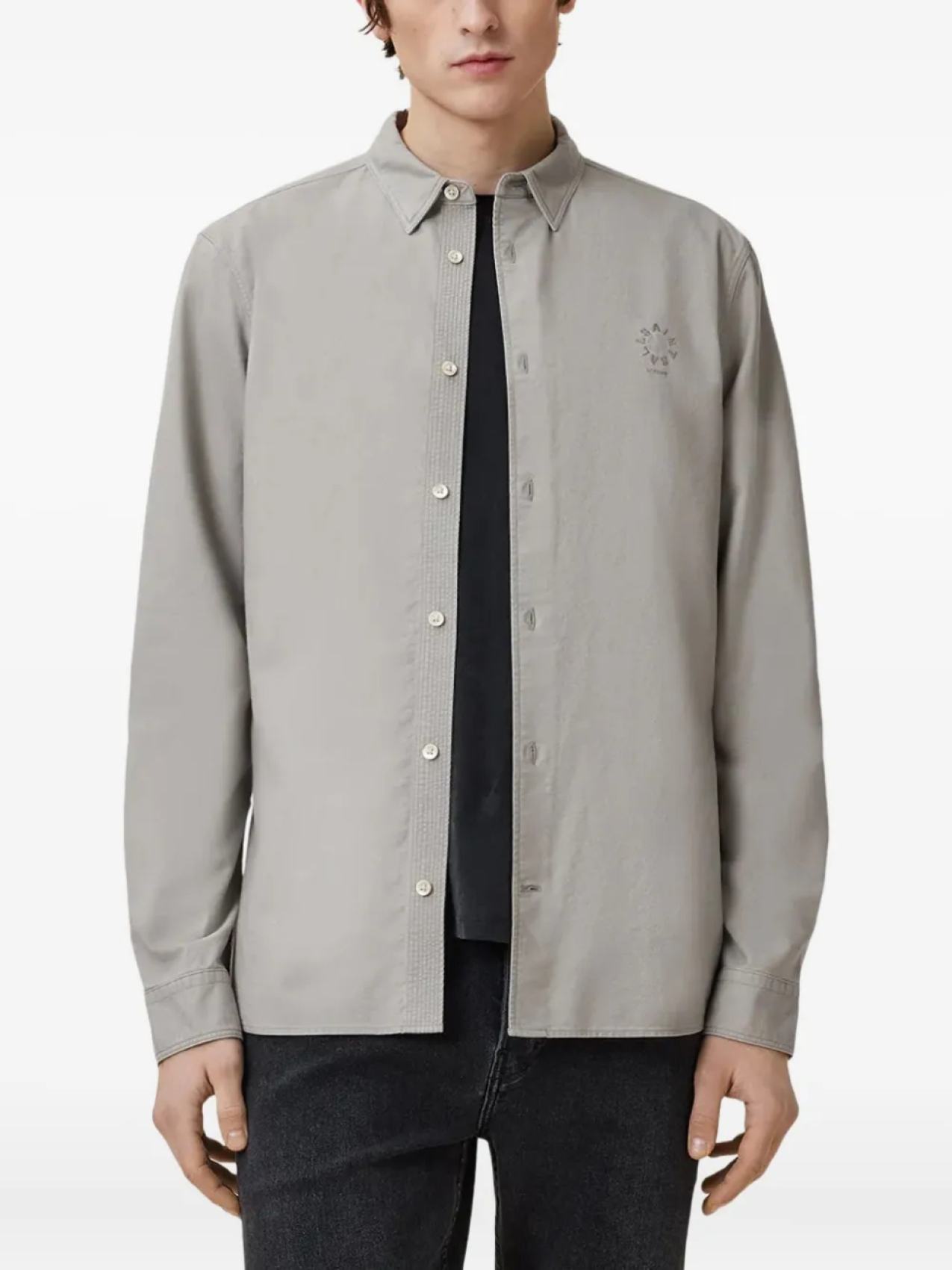 

Футболка с вышитым логотипом AllSaints Haven, серый