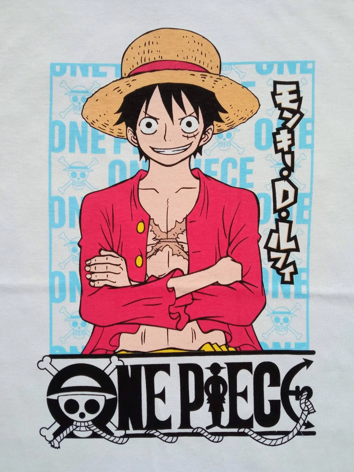 Футболка с принтом Monkey D. Ruffy, One Piece, белая — фото 4