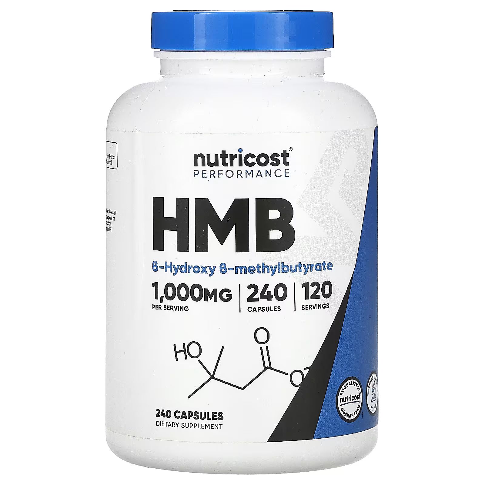 

HMB, B-гидрокси-B-метилбутират, 1000 мг, 240 капсул (500 мг на капсулу) Nutricost