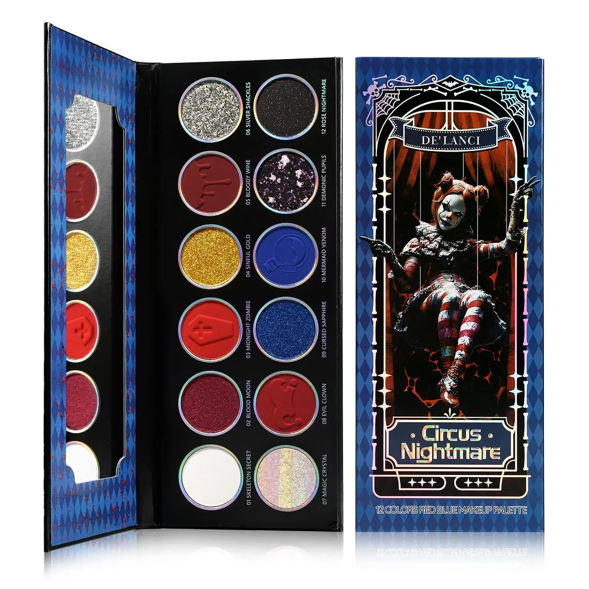 Палетка теней для век «Gothy Eyeshadow Blue Red Palette» от Make-Up Eyeshadow Cypedo