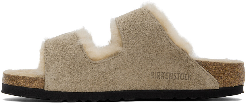 Узкие сандалии из овчины Arizona Birkenstock, Taupe — фото 3