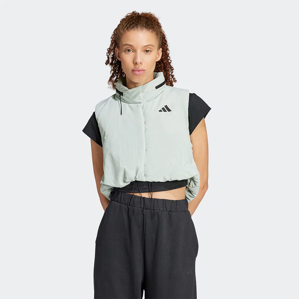 Женский укороченный жилет Adidas City Escape серебристого цвета