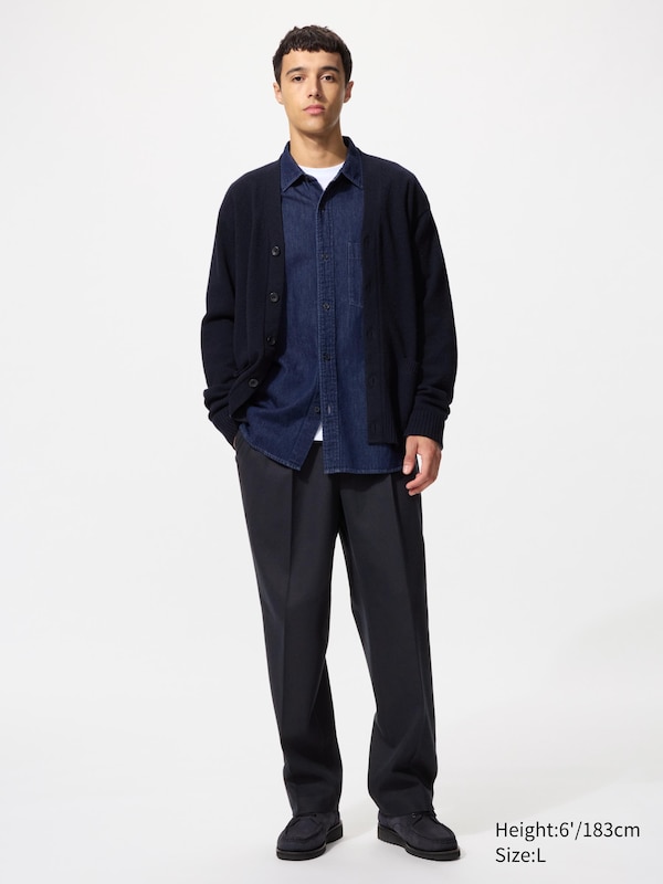 

Широкие брюки со складками из ворсованного джерси Uniqlo, 69 navy