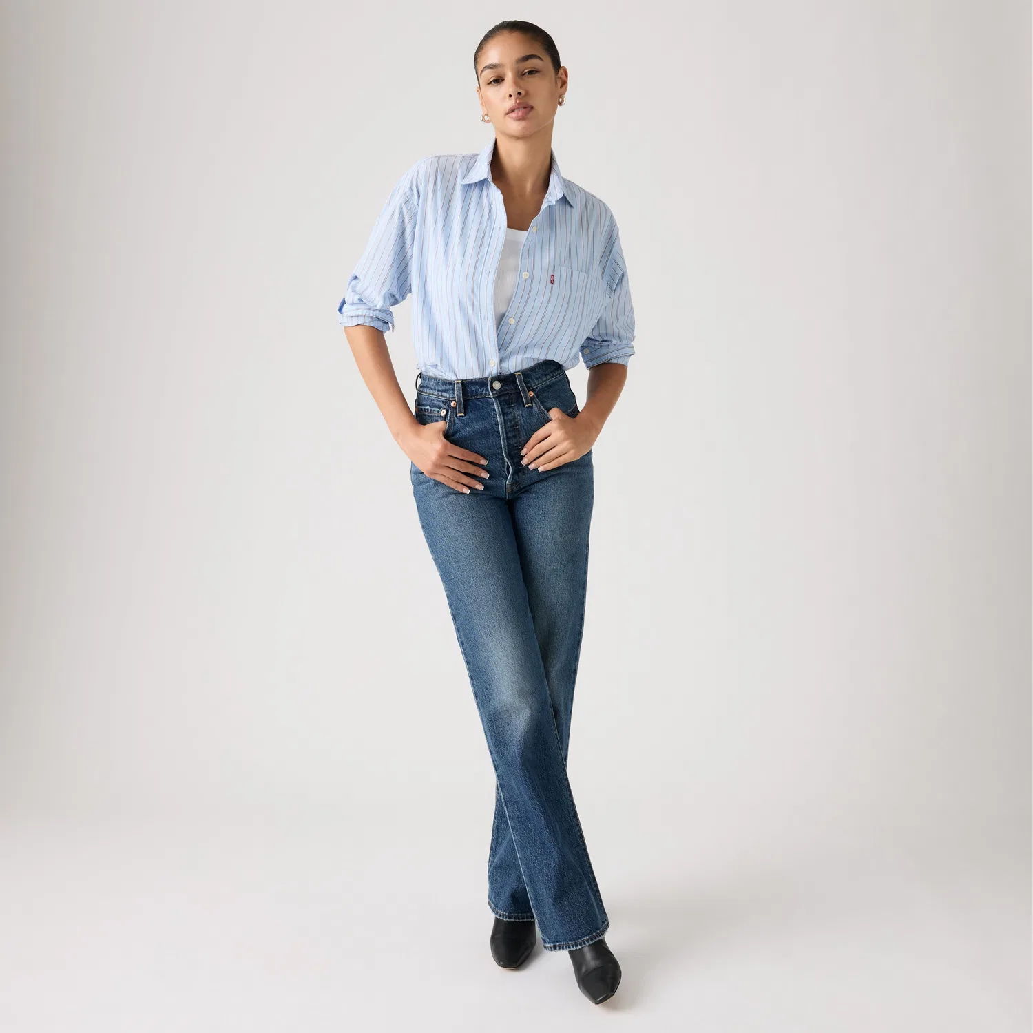 Женские прямые джинсы с ребристой текстурой и полной длиной Levi's, Dark Wash
