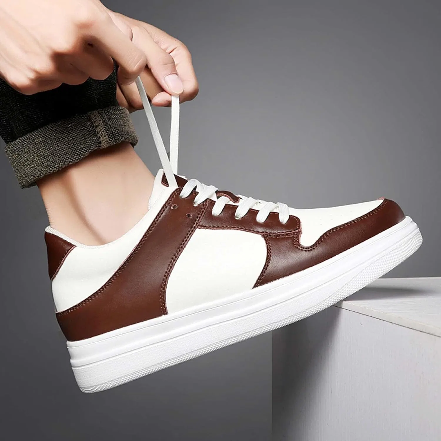 Кроссовки Generisch Lässige weiße Sneaker mit Dicker Innensohle für Komfort und Stil - perfekt für jeden Tag, Braun — фото 3