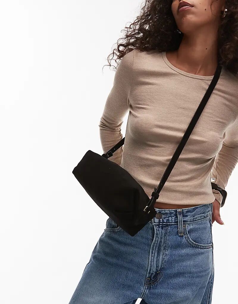 

Квадратная сумка через плечо ARKET из замши черного цвета