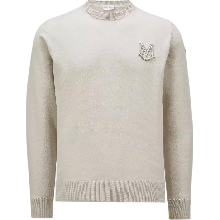 

Вышитый монограммный хлопковый джемпер свитер мужской beige Moncler, бежевый