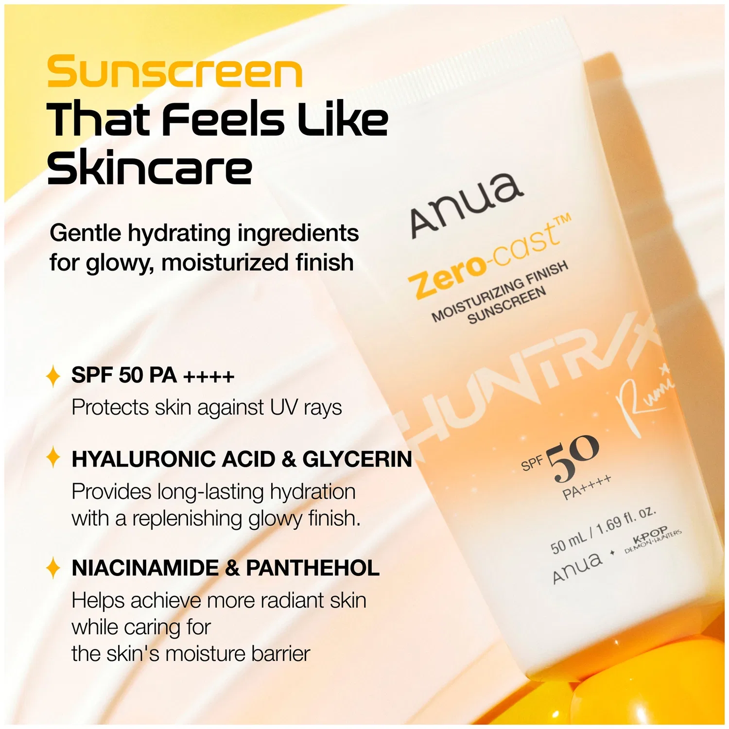 Kpop Demon Hunters Zero-Cast Moisturising Finish SPF50 Sunscreen 50ml Anua — фото 3