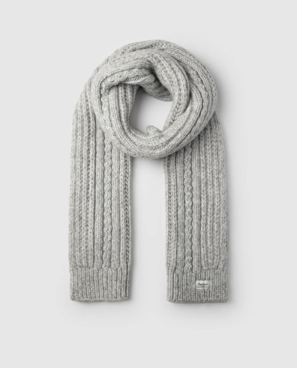 

Женский вязаный шарф с узором «елочка» Pepe Jeans, серый