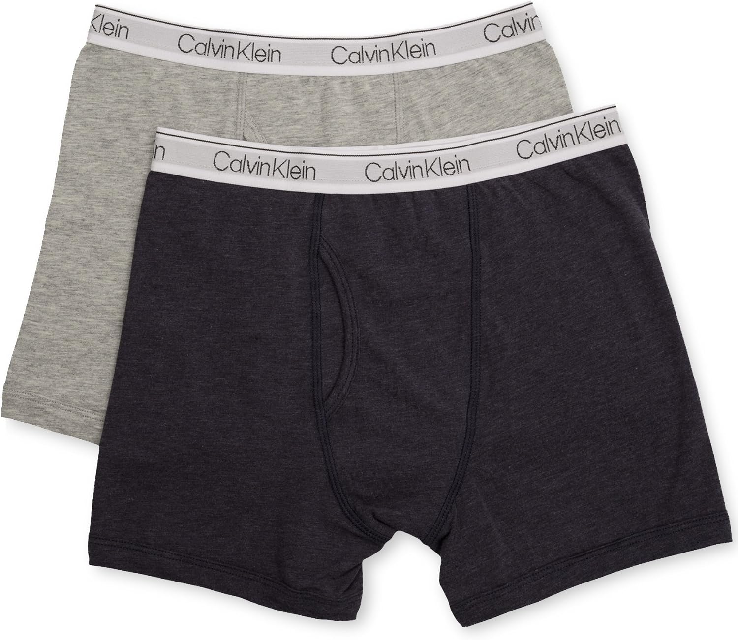 Комплект из двух пар трусов-боксеров Calvin Klein для мальчиков | Премиальный хлопок, комфорт, Heather Navy Blue/Heather Grey — фото 2
