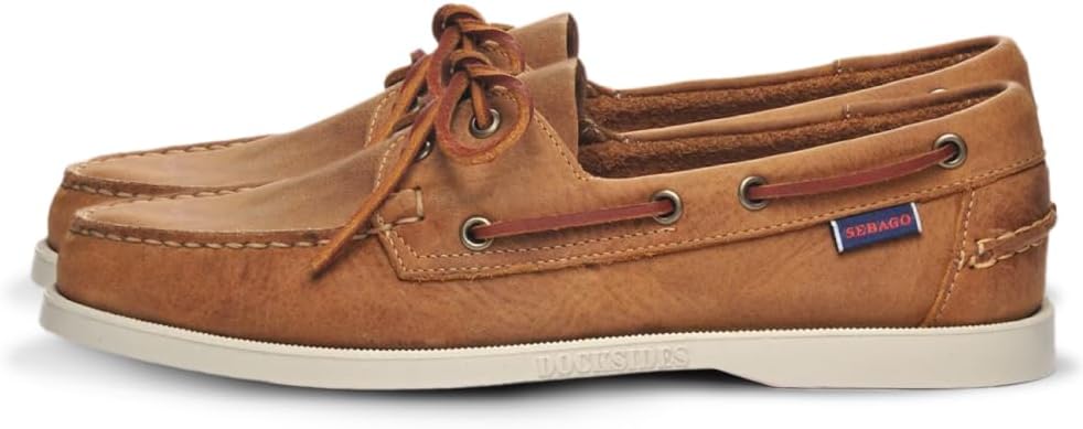 

Мокасины Sebago Portland Crazy H - с узорчатой и искусственно состаренной вощеной кожей, подкладкой из кожи и резиновой подошвой, не оставляющей следов и не скользящей, коричневый