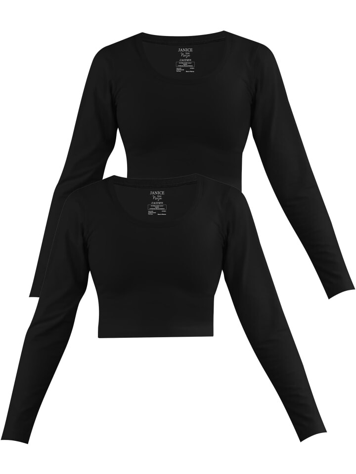 

Лонгслив Janice 2 x Damen crop Langarmshirt Nerja, черный