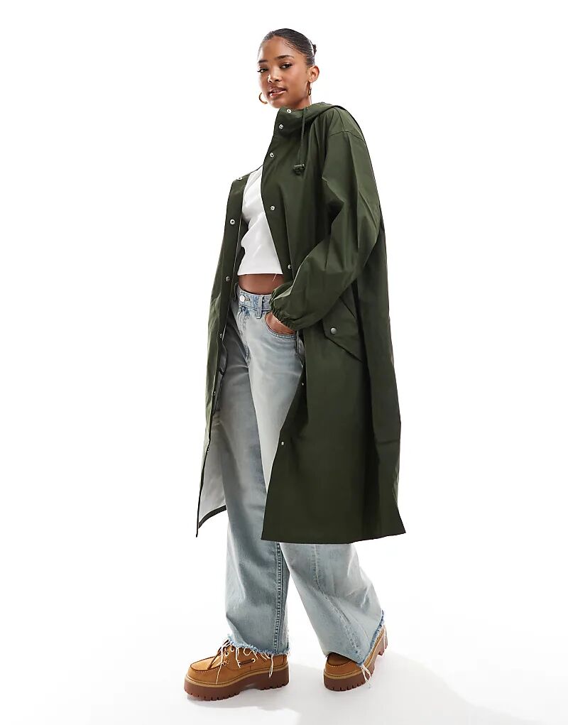 

Прорезиненная парка-дождевик цвета хаки ASOS DESIGN