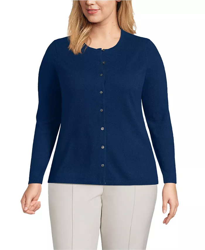 

Женский кашемировый кардиган больших размеров Lands' End, синий