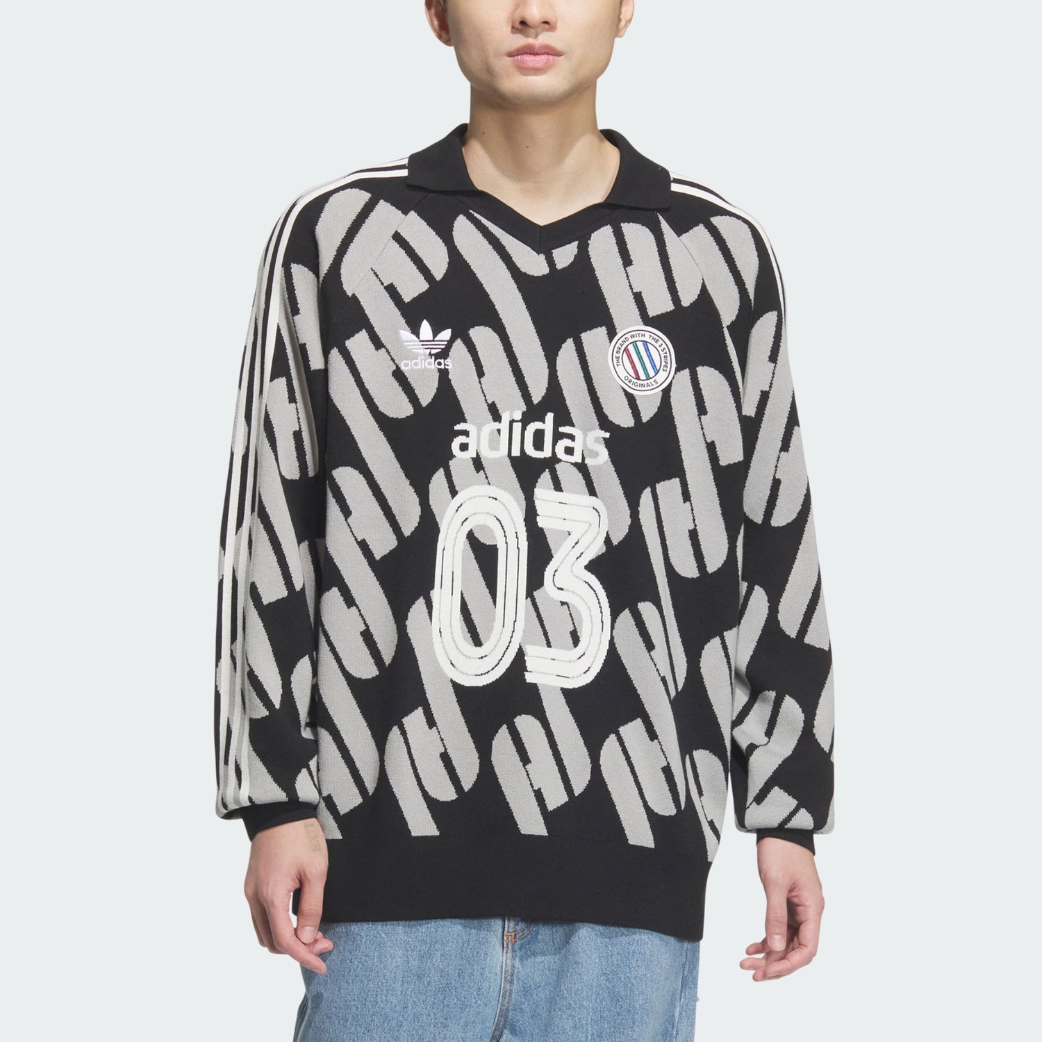 Футболка поло Adicolor Unisex черный/средний серый меланж Adidas Originals — фото 3